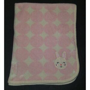 Forever Baby Pink White Bunny Rabbit Blanket Soft Fleece Lovey Girl Polka Dot